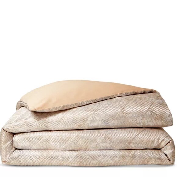 Hudson Park Collection Linear Sandstone King Duvet & 2 King Shams - Picture 2 of 7